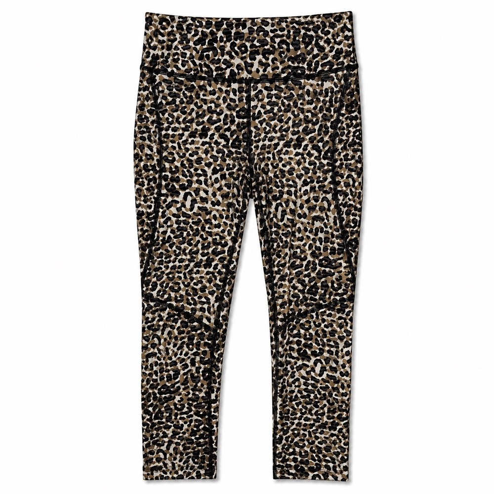Outdoor Voices Leopard Print Crop Leggings High Rise Brown Black XS